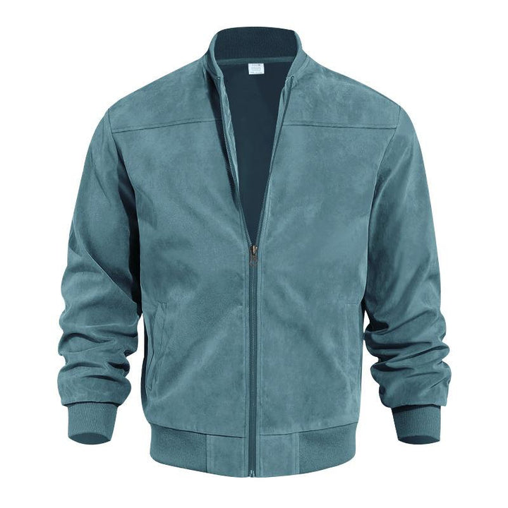 Leichte Übergangsjacke für Männer im Wildleder-Look mit Stehkragen