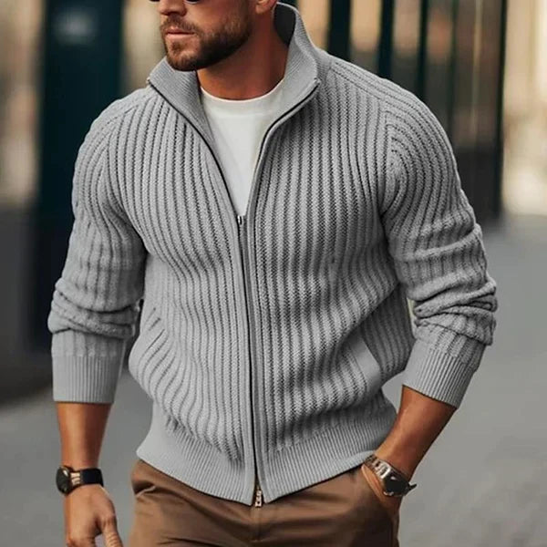 Herren - Strickjacke mit Stehkragen und Reissverschluss