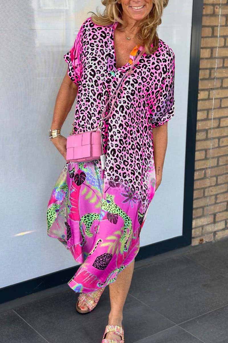 PHONord TaschenE-LÄSSIGES KLEID MIT LEOPARDENPRINT UND KURZEN ÄRMELN