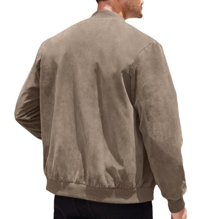 Leichte Übergangsjacke für Männer im Wildleder-Look mit Stehkragen