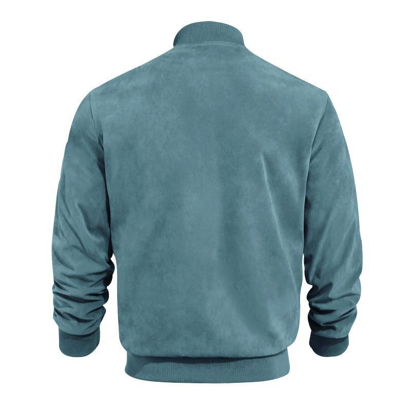 Leichte Übergangsjacke für Männer im Wildleder-Look mit Stehkragen