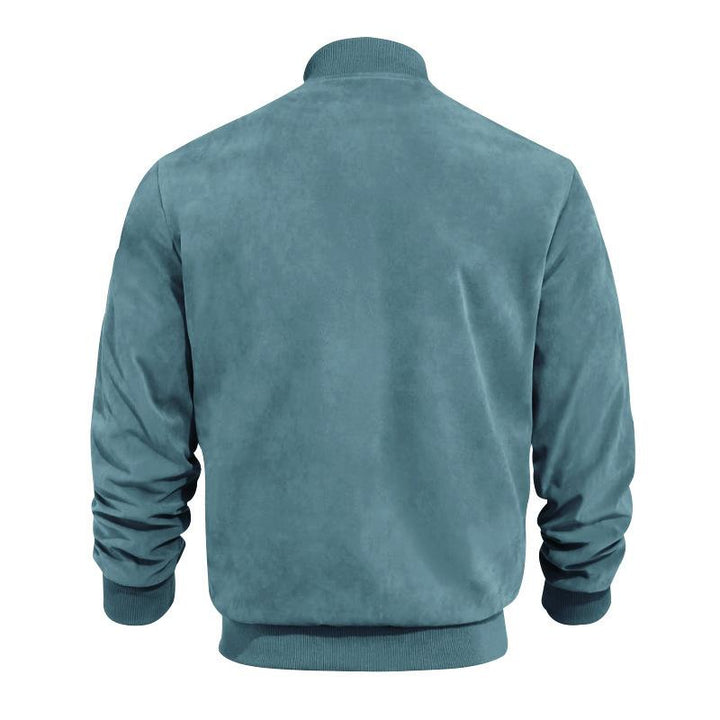 Leichte Übergangsjacke für Männer im Wildleder-Look mit Stehkragen