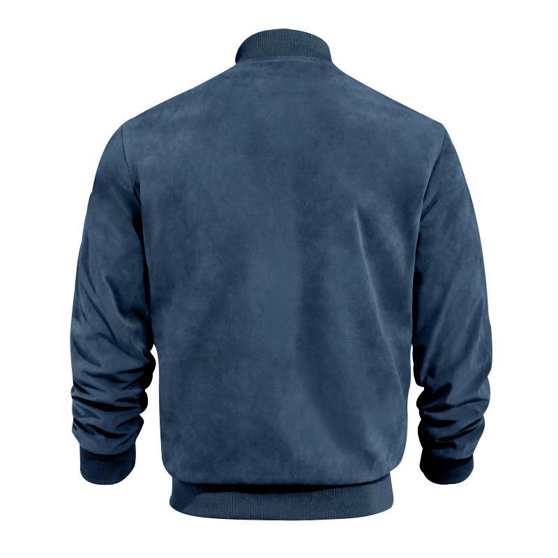 Leichte Übergangsjacke für Männer im Wildleder-Look mit Stehkragen