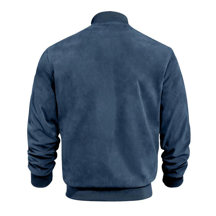 Leichte Übergangsjacke für Männer im Wildleder-Look mit Stehkragen