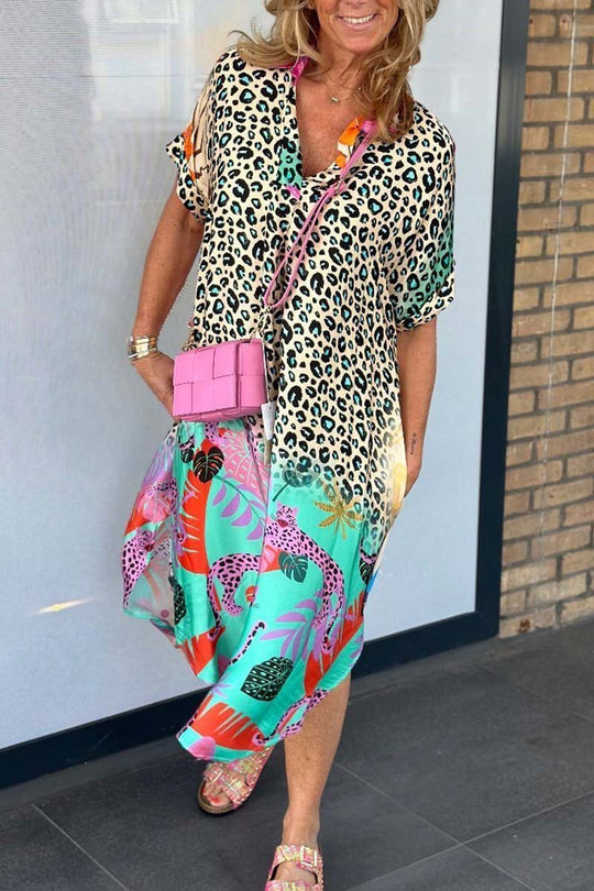 PHONord TaschenE-LÄSSIGES KLEID MIT LEOPARDENPRINT UND KURZEN ÄRMELN