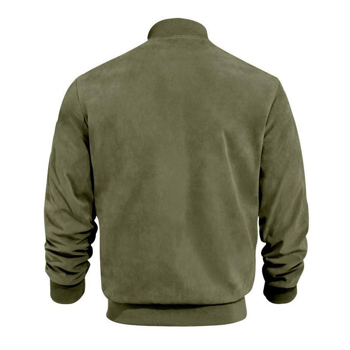 Leichte Übergangsjacke für Männer im Wildleder-Look mit Stehkragen