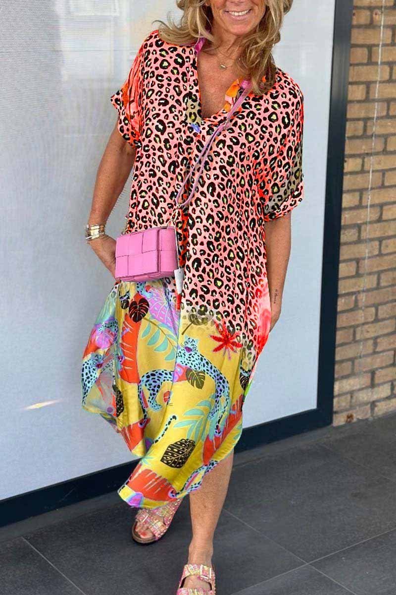 PHONord TaschenE-LÄSSIGES KLEID MIT LEOPARDENPRINT UND KURZEN ÄRMELN