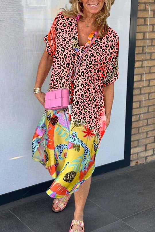 PHONord TaschenE-LÄSSIGES KLEID MIT LEOPARDENPRINT UND KURZEN ÄRMELN