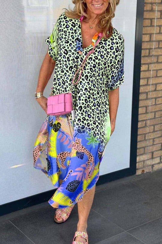 PHONord TaschenE-LÄSSIGES KLEID MIT LEOPARDENPRINT UND KURZEN ÄRMELN