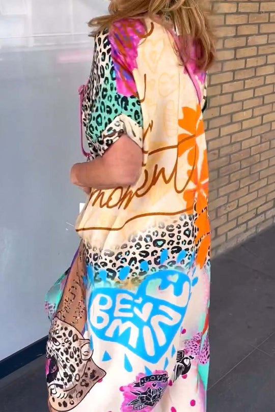 PHONord TaschenE-LÄSSIGES KLEID MIT LEOPARDENPRINT UND KURZEN ÄRMELN
