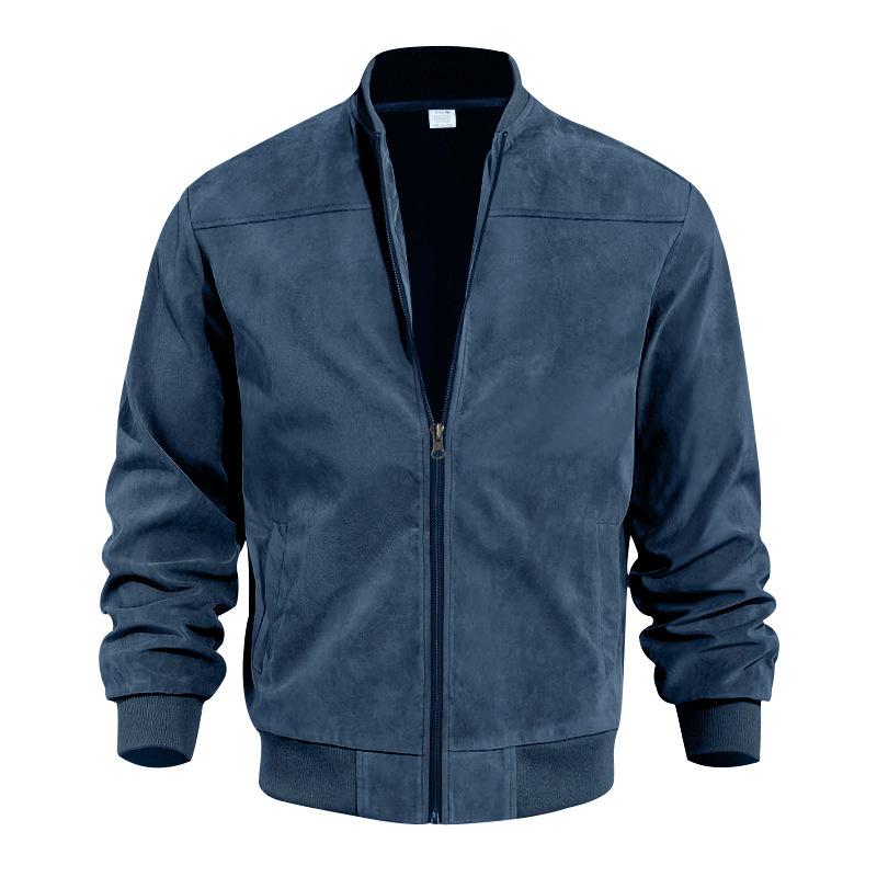 Leichte Übergangsjacke für Männer im Wildleder-Look mit Stehkragen