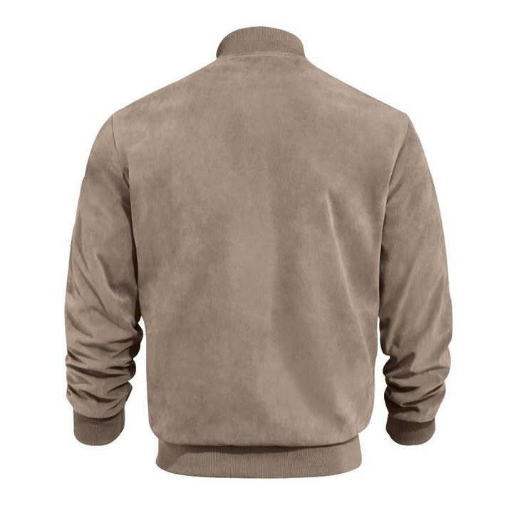 Leichte Übergangsjacke für Männer im Wildleder-Look mit Stehkragen