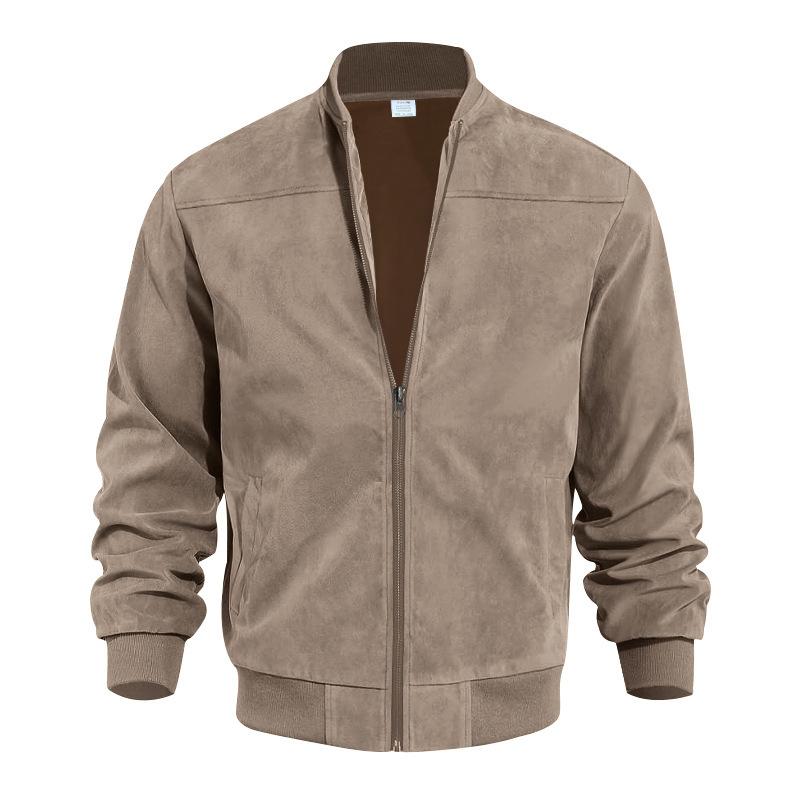 Leichte Übergangsjacke für Männer im Wildleder-Look mit Stehkragen