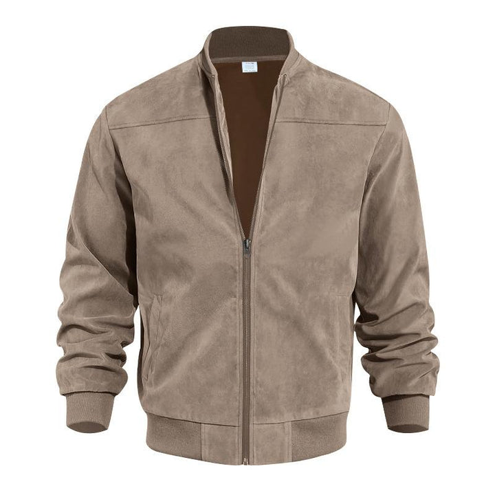 Leichte Übergangsjacke für Männer im Wildleder-Look mit Stehkragen