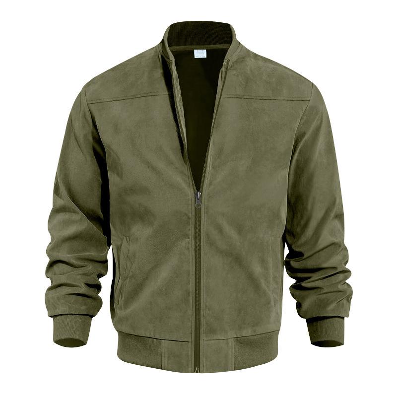Leichte Übergangsjacke für Männer im Wildleder-Look mit Stehkragen