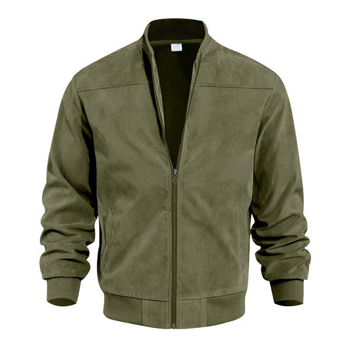 Leichte Übergangsjacke für Männer im Wildleder-Look mit Stehkragen