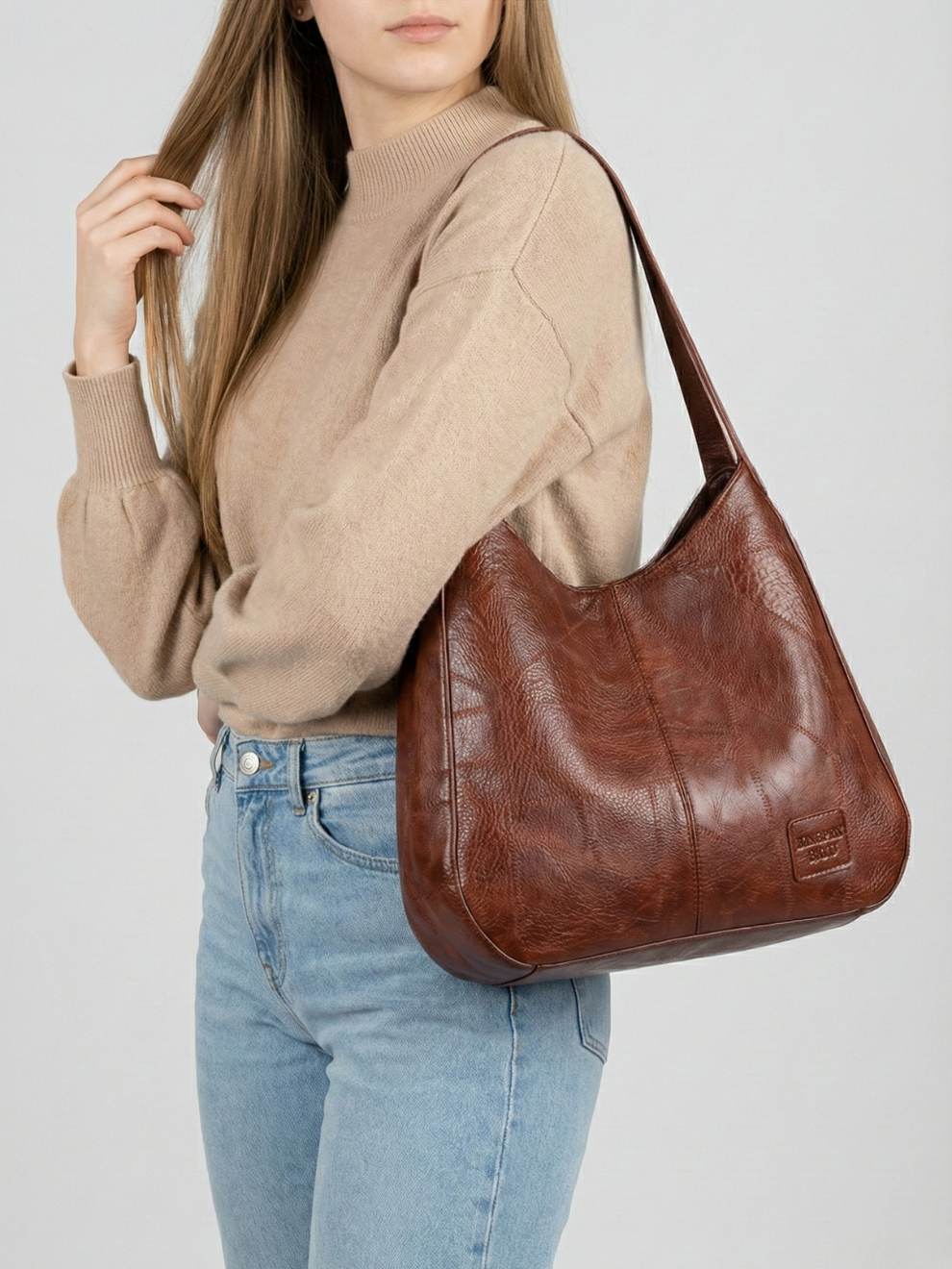 Nord Taschen | Große Hobo-Tasche, Vegane Leder Schultertasche