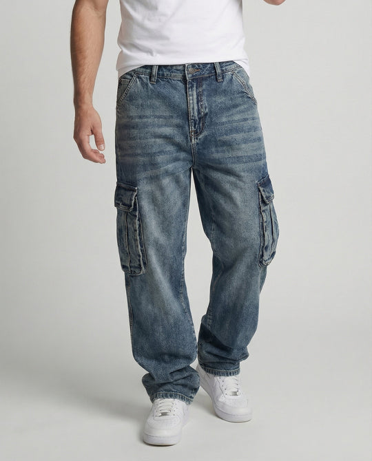 Herren Cargo Jeans weit mit Taschen - Arvani