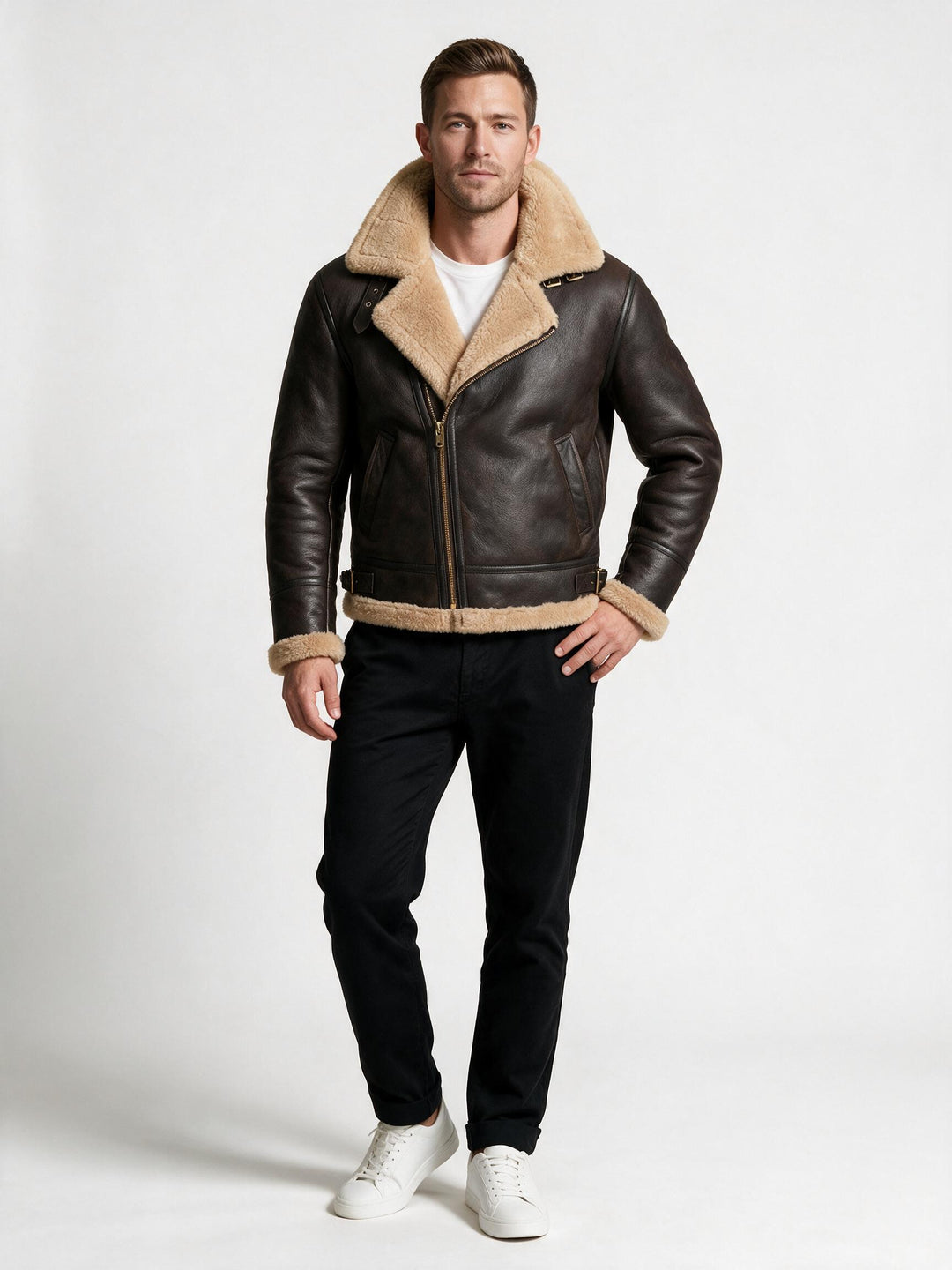 Luxus Lammfell Pilotjacke