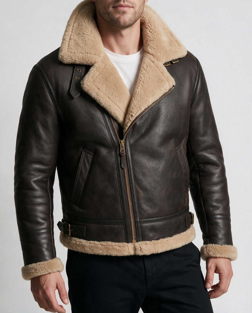 Luxus Lammfell Pilotjacke