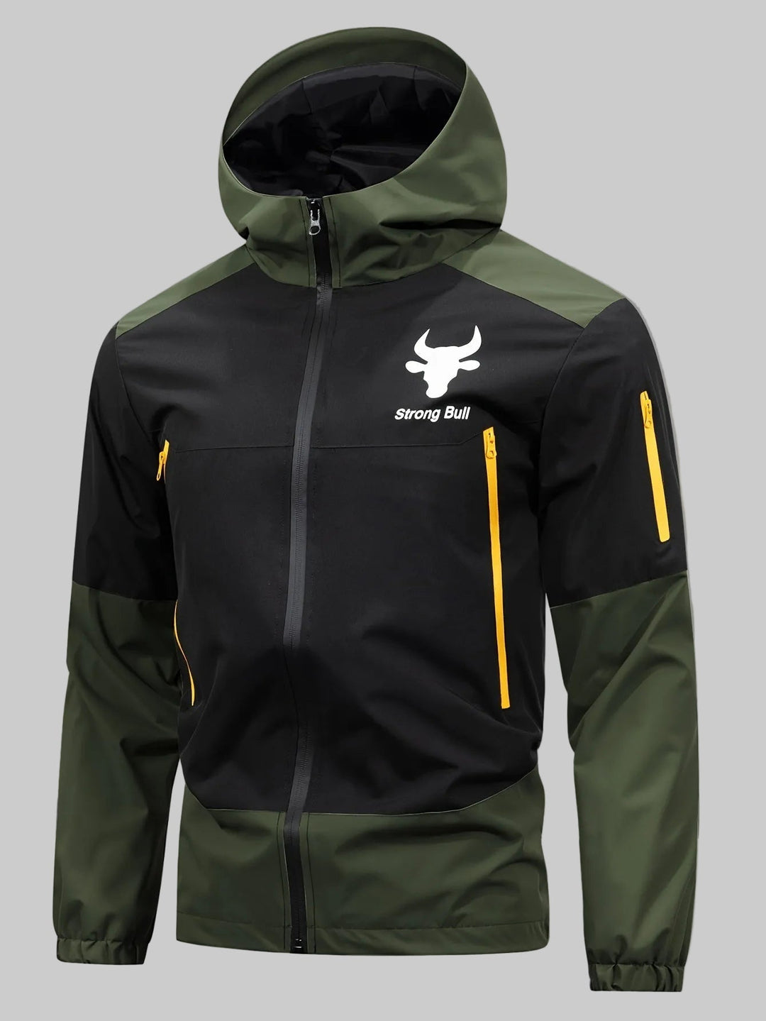 Herrenjacke mit Reißverschluss, Kapuze und Farbblockdesign