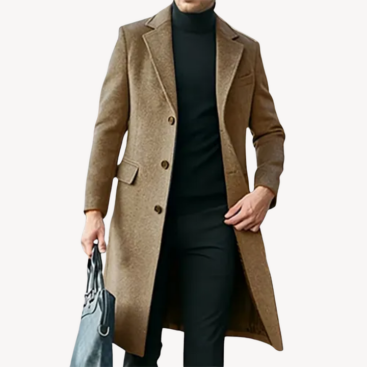 Herren Wollmantel - Eleganter & Warmer Langer Mantel