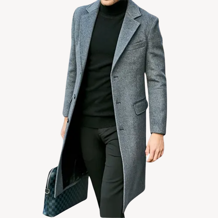 Herren Wollmantel - Eleganter & Warmer Langer Mantel