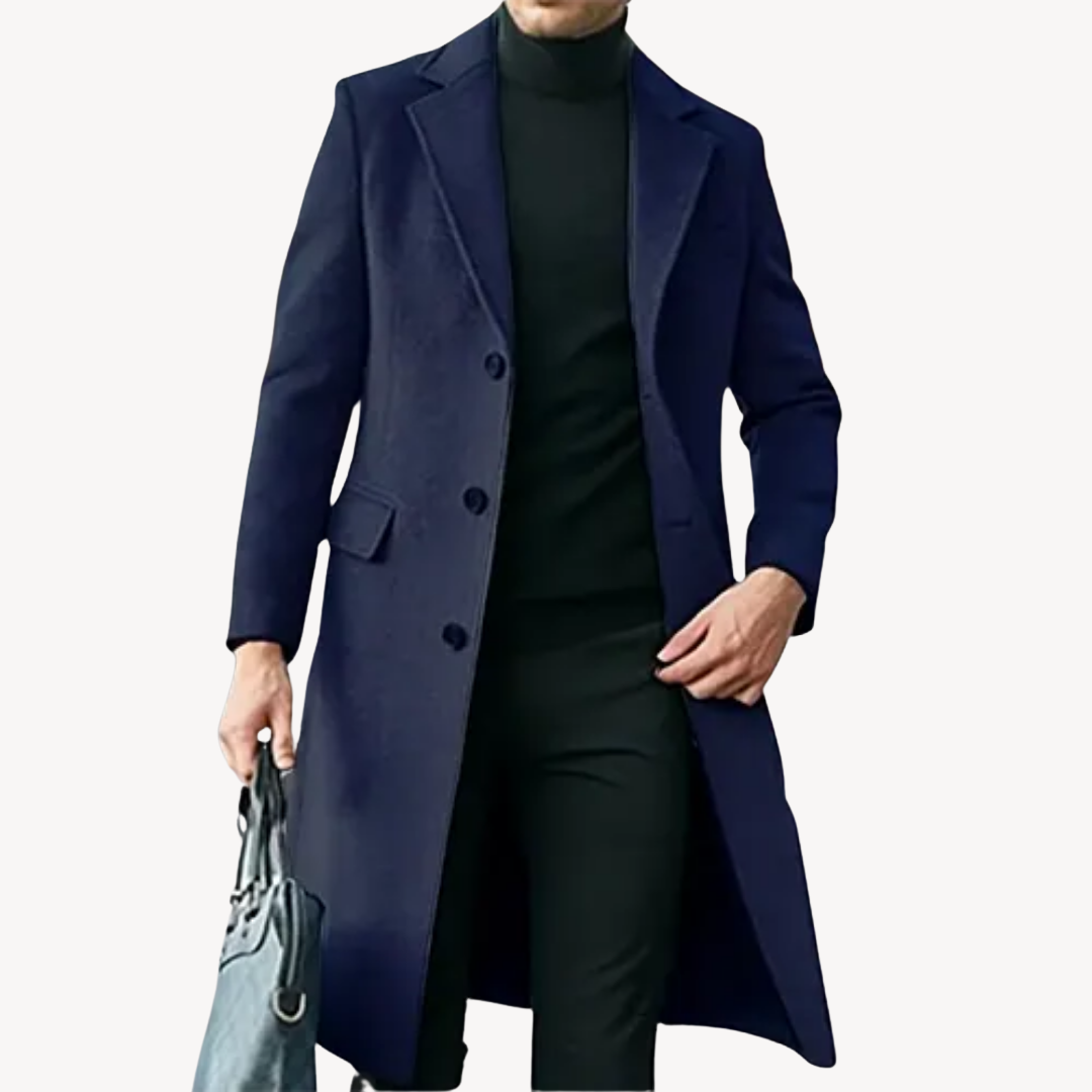 Herren Wollmantel - Eleganter & Warmer Langer Mantel
