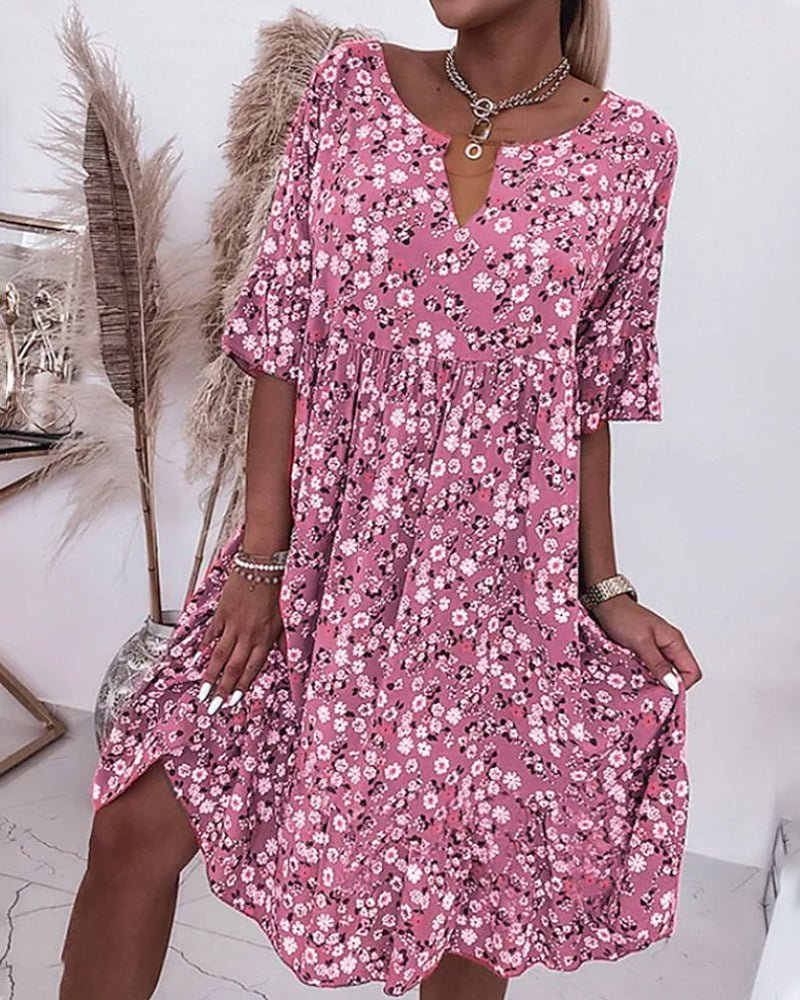 Blumenkleid Leicht, Sommerkleid für Damen aus Polyester