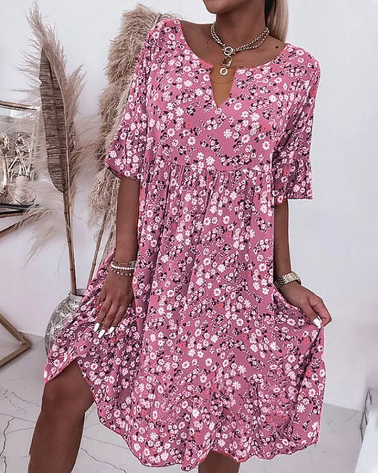 Blumenkleid Leicht, Sommerkleid für Damen aus Polyester