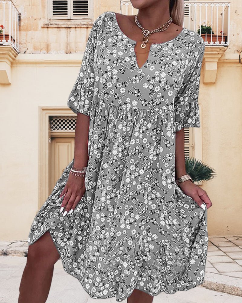 Blumenkleid Leicht, Sommerkleid für Damen aus Polyester