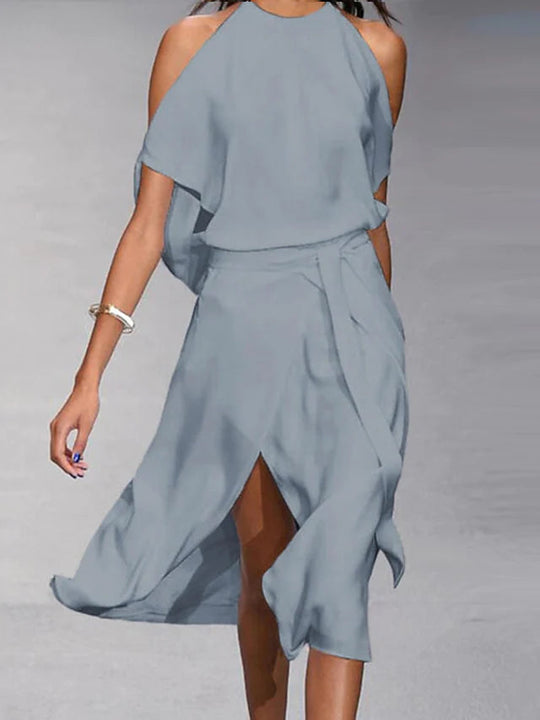 Lässiges Off-Shoulder Midi-Kleid