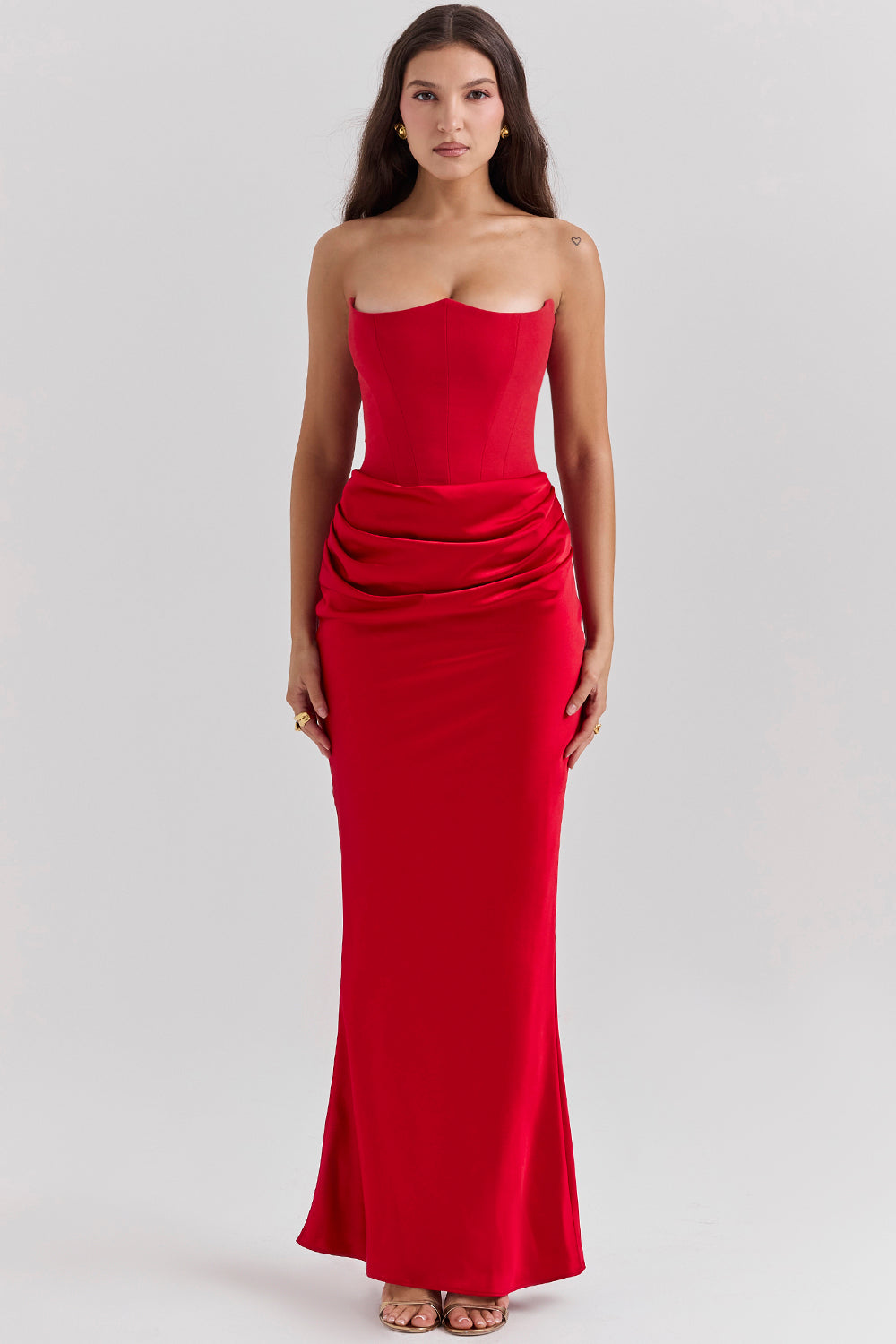 Trägerloses Korsett Maxi Kleid