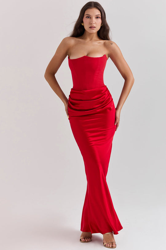 Trägerloses Korsett Maxi Kleid