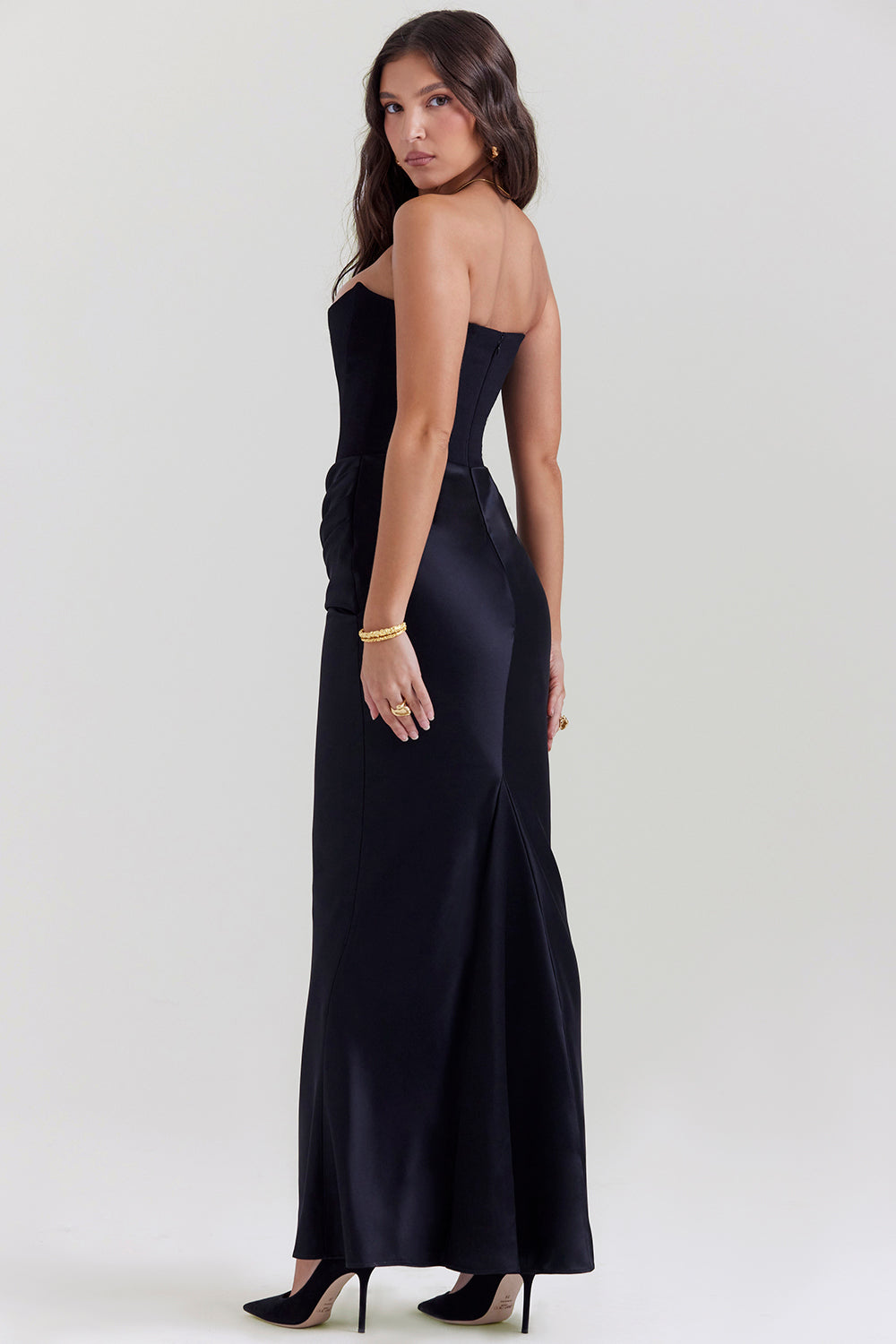 Trägerloses Korsett Maxi Kleid