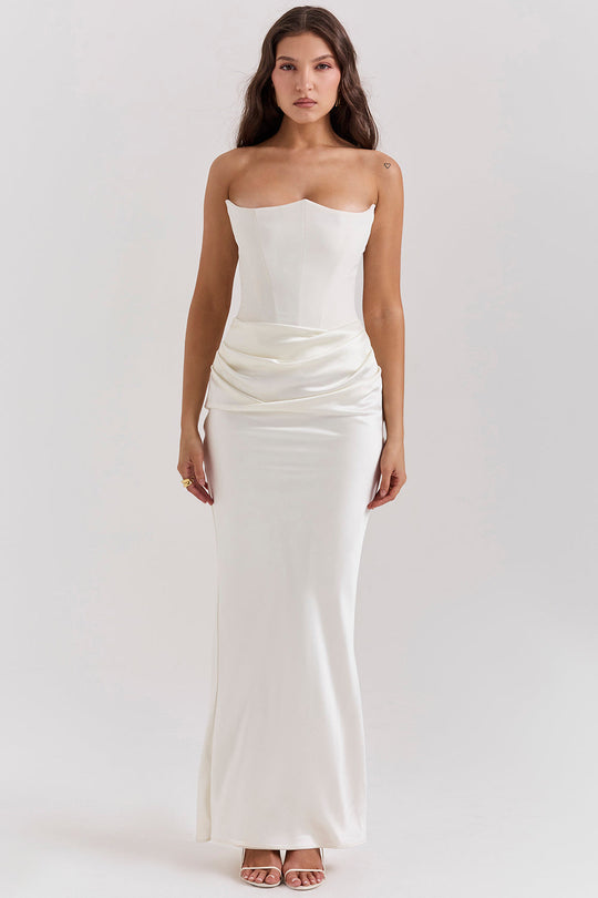 Trägerloses Korsett Maxi Kleid
