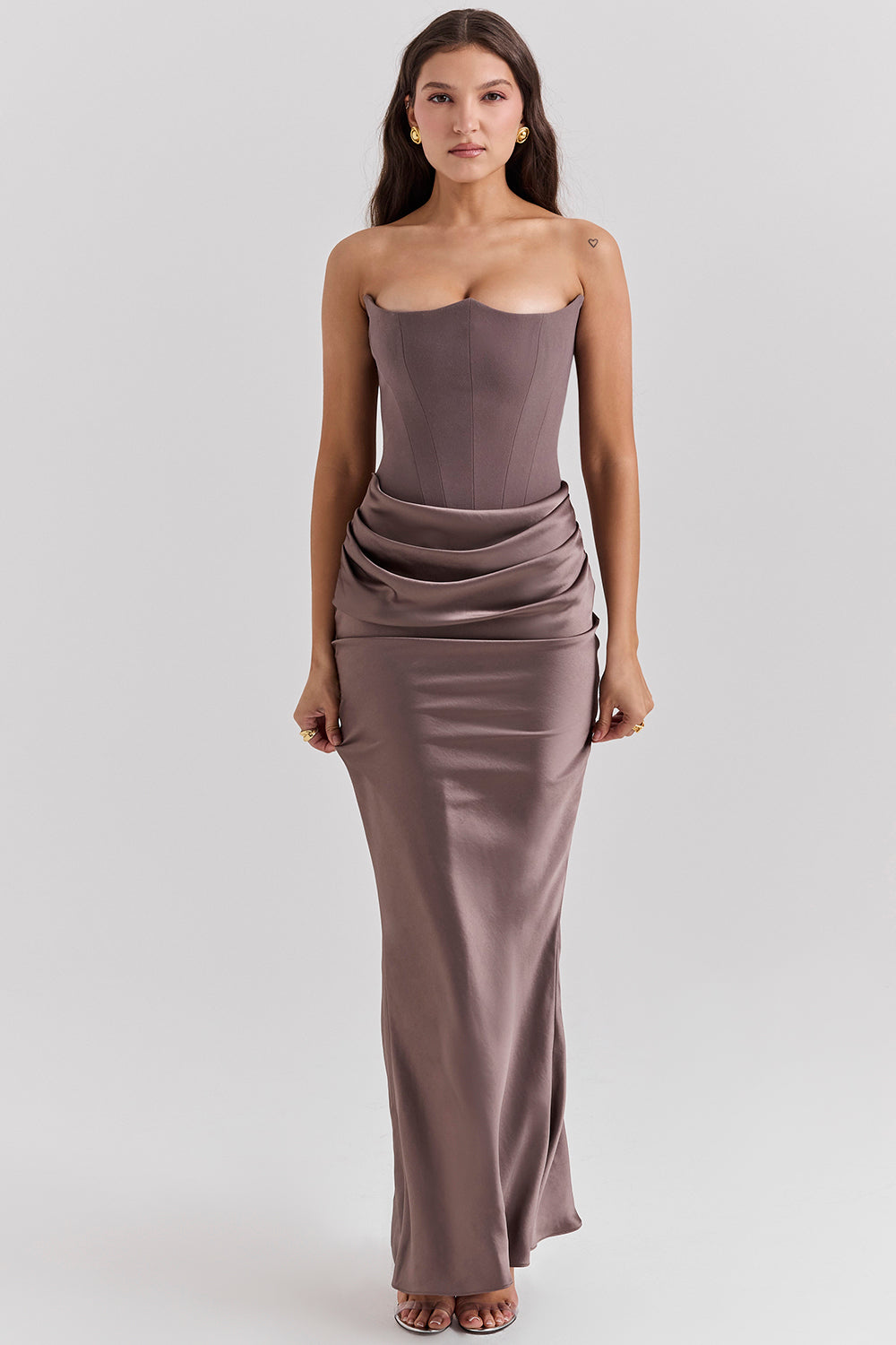 Trägerloses Korsett Maxi Kleid