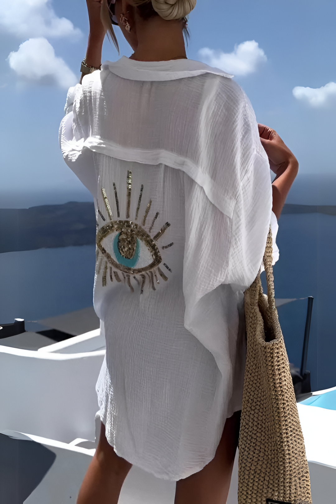 Evil Eye Perlen-Polo Button Down