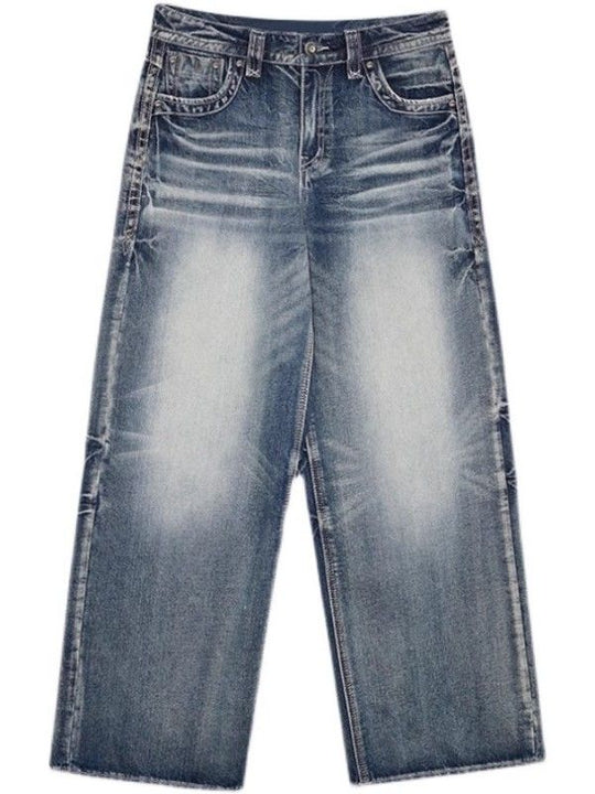 Hop Gewaschene Distressed Hoher Taille Baggy Jeans - Vittorelli