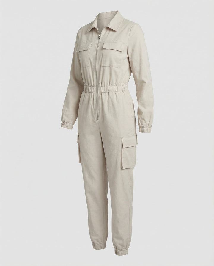 Damen Jumpsuit Elegant mit Cargo Taschen