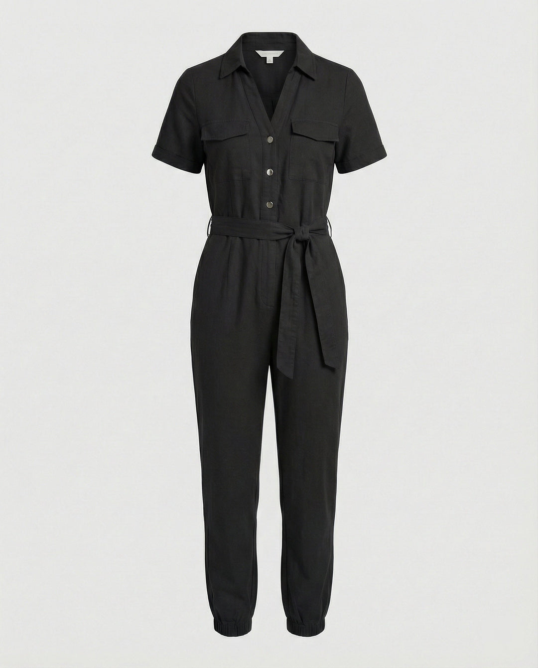 Damen lässiger Jumpsuit mit tailliertem Schnitt und durchgehender Knopfleiste