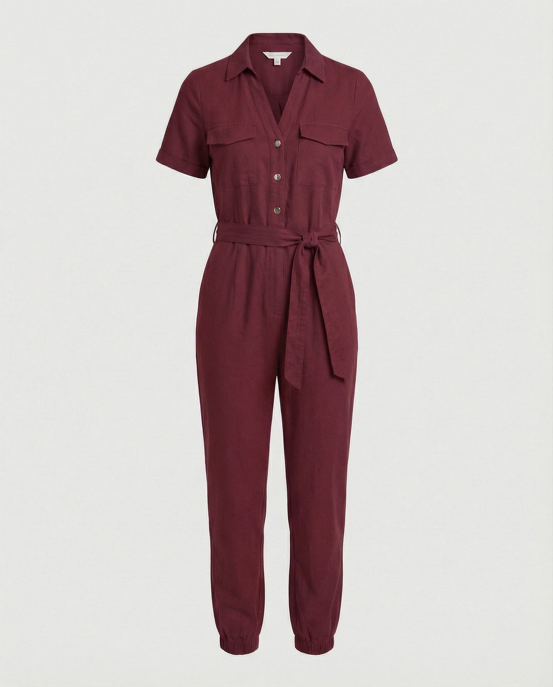 Damen lässiger Jumpsuit mit tailliertem Schnitt und durchgehender Knopfleiste