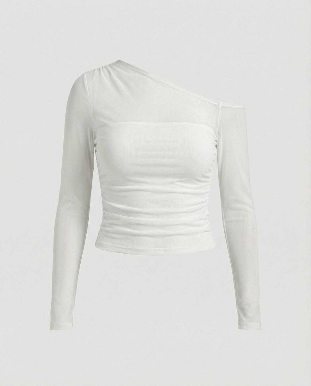 Damen Elegantes asymmetrisches Oberteil mit schulterfreiem Design und Raffung