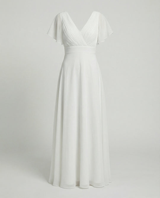 Damen Maxikleid Chiffon elegant plissiert
