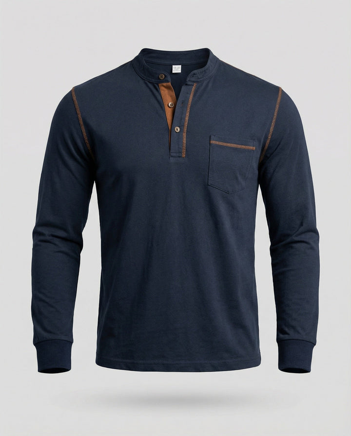 Langarm Henley Shirt