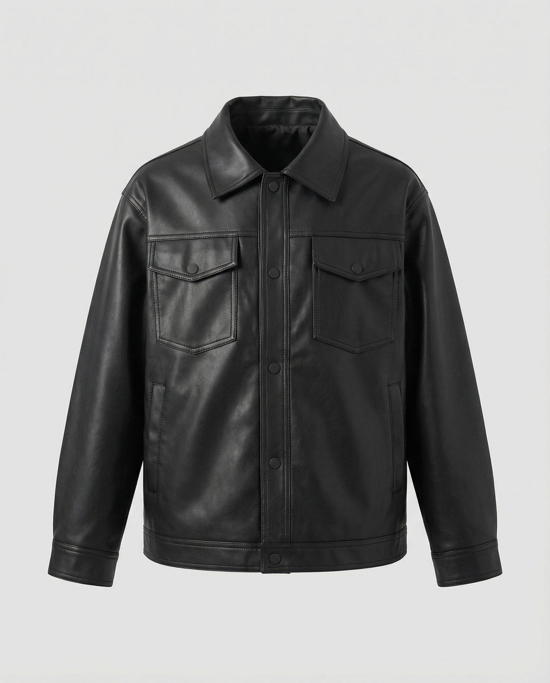 Herren Klassische Kunstlederjacke mit Taschen