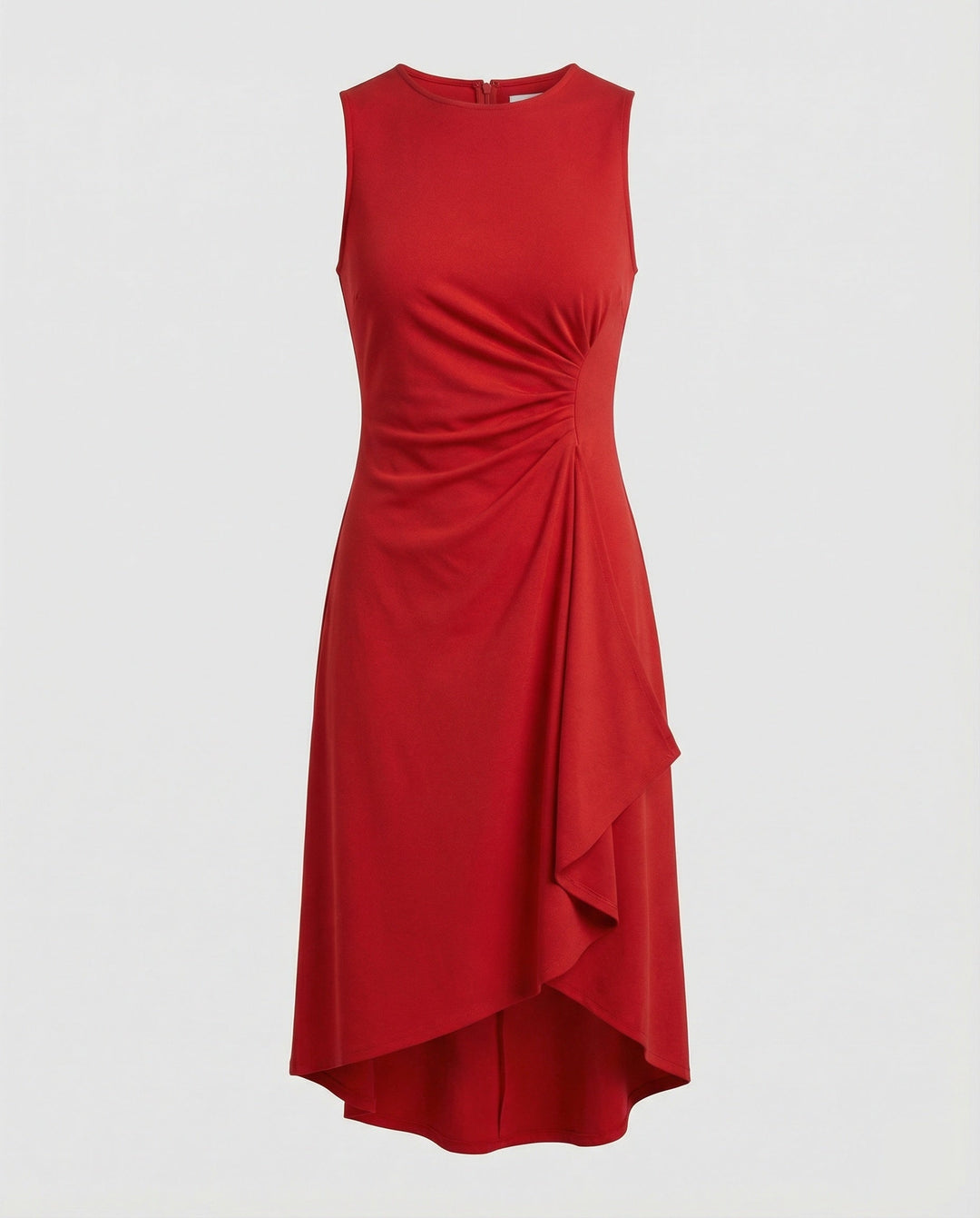 Damen ärmelloses Wickelkleid mit asymmetrischem Saum und Raffungen