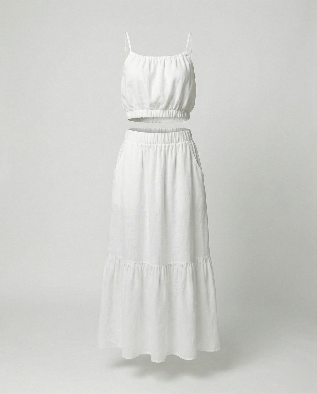 Damen Sommerliches Zweiteiler-Kleid mit fließendem Schnitt und praktischen Taschen