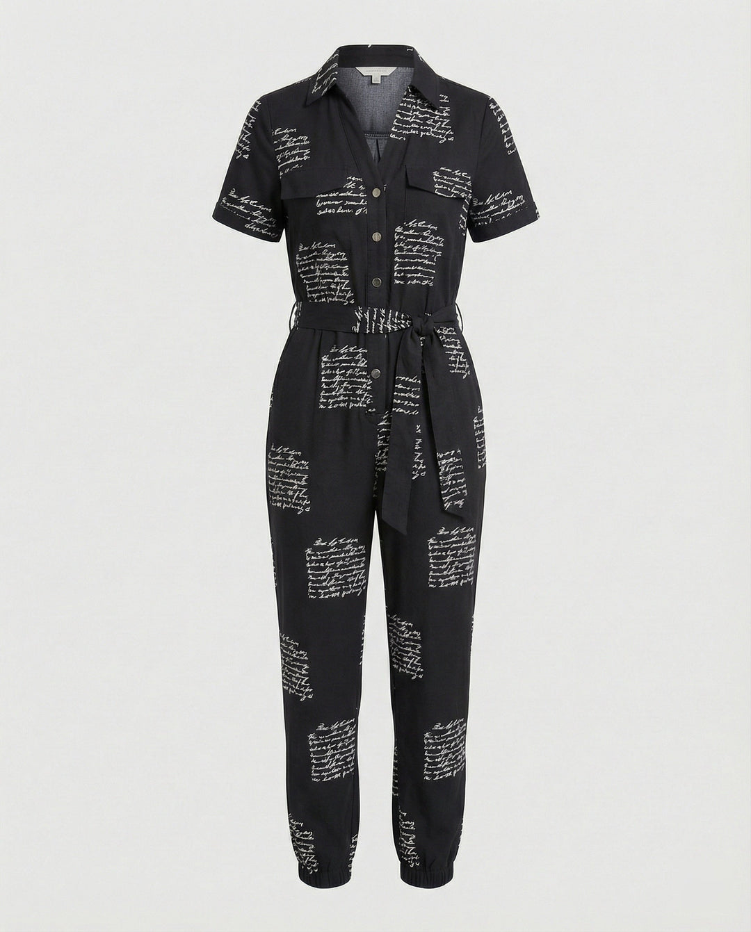 Damen lässiger Jumpsuit mit tailliertem Schnitt und durchgehender Knopfleiste