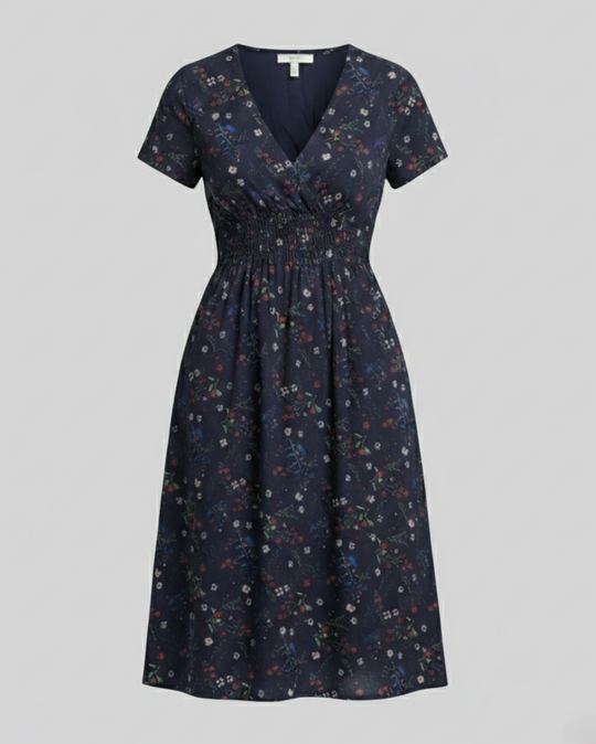 Damen Midikleid gesmokte Taille